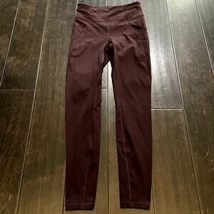 Lululemon Time To Sweat Crop 28" Garnet maroon Leggings Women's Size 6